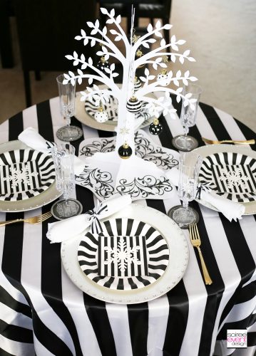 Black and White Christmas Tablescape