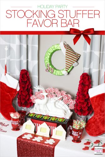Christmas Gift Wrapping Party, Stocking Stuffer Favor Bar