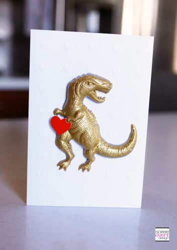 Hallmark Valentines Day Card - Gold Dinosaur