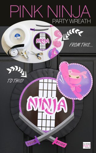 DIY Pink Ninja Party Wreath
