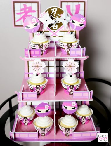 Pink Ninja Party Cupcake Stand