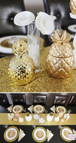 Modern Gold Pineapple Party Tablescape 6