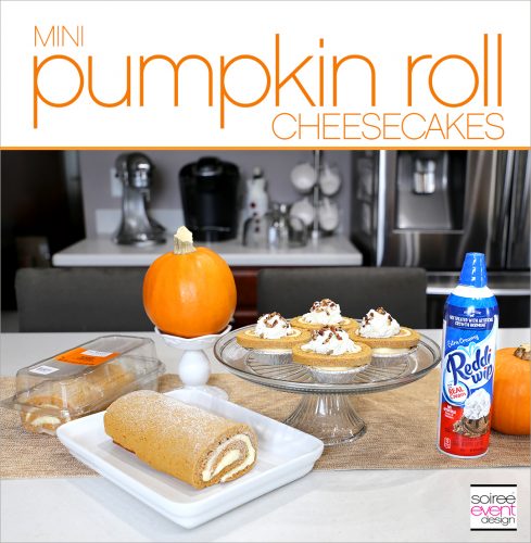 fall deserts - Mini Pumpkin Roll Cheesecakes