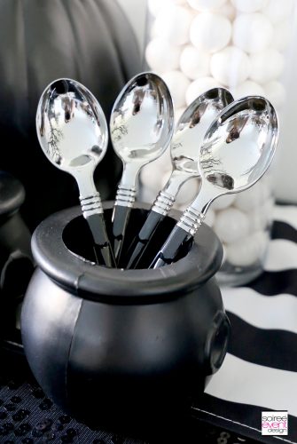 Black and White Halloween Party - black and Silver spoons