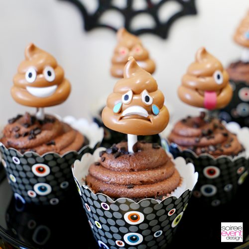 Emoji Halloween Party Idea - Emoji Poop Cupcake Toppers