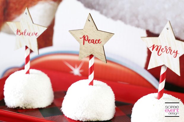 Rudolph Party Ideas - Wood Cupcake Toppers