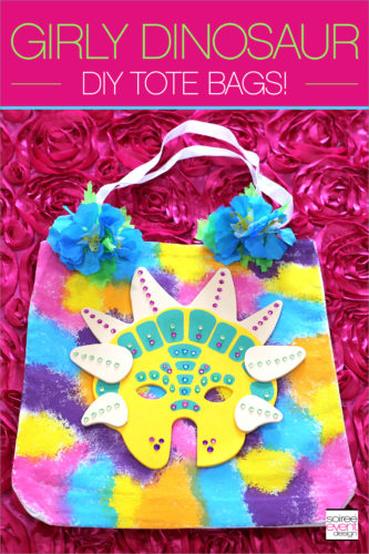 Girly Dinosaur Party Ideas for Girls - Dinosaur Tie Dye Tote Bags