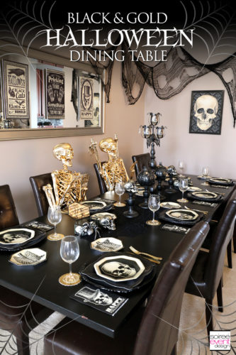Black and Gold Halloween Decorating Ideas - Dining Table 3
