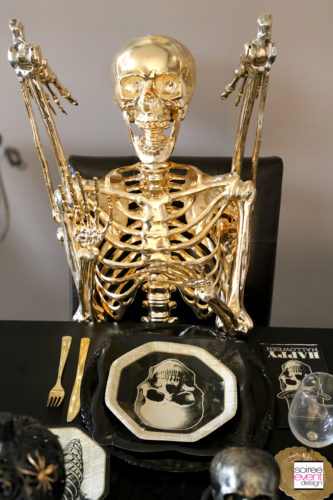 Black and Gold Halloween Decorating Ideas - Full Size Gold Skeleton
