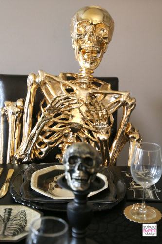 Black and Gold Halloween Decorating Ideas - Gold Skeleton 2