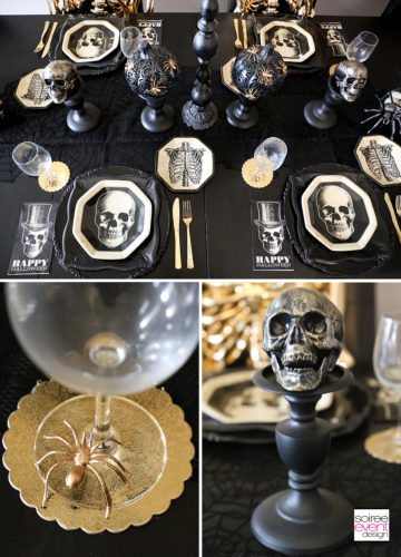 Black and Gold Halloween Decorating Ideas - Tablescape