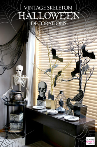 Black and Gold Halloween Decorating Ideas - Vintage Skeleton