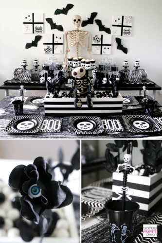 Black and White Halloween Party for kids - Kids Table