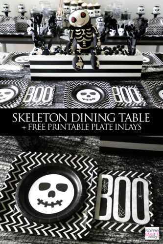 Black and White Skeleton Halloween Party Table