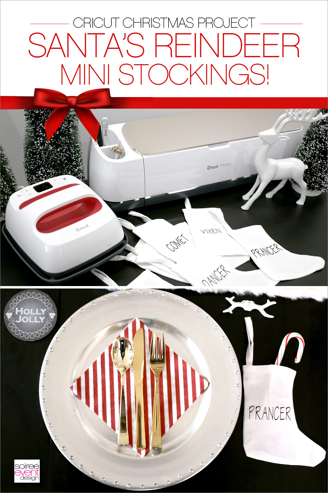 Make Santa Reindeer Mini Stockings with Cricut!