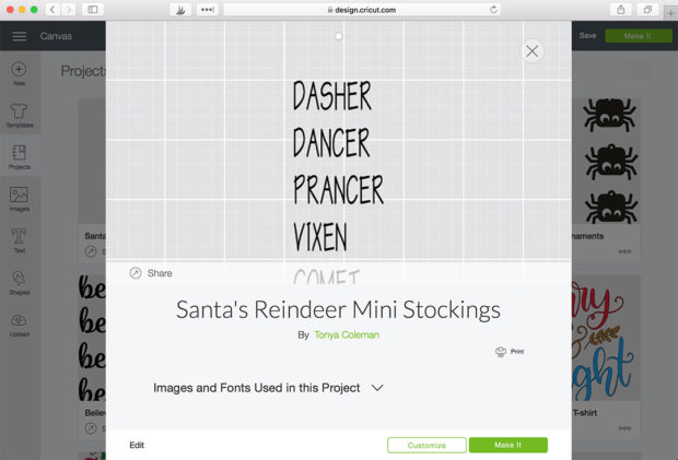 Santa Reindeer Mini Stockings with Cricut - Step 1