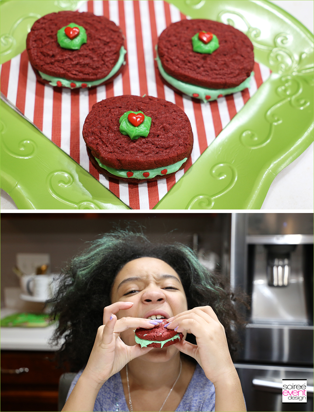 Grinch Dessert Ideas - Grinch Heart Cookie Sandwich - Step 9