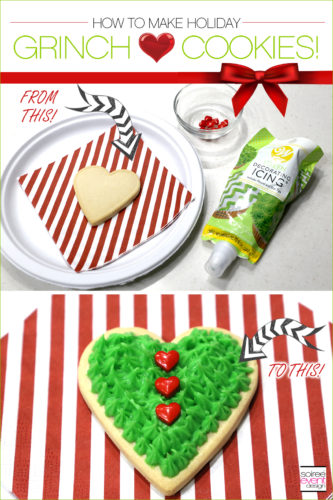 Grinch Dessert Ideas - Grinch Heart Cookies Tutorial